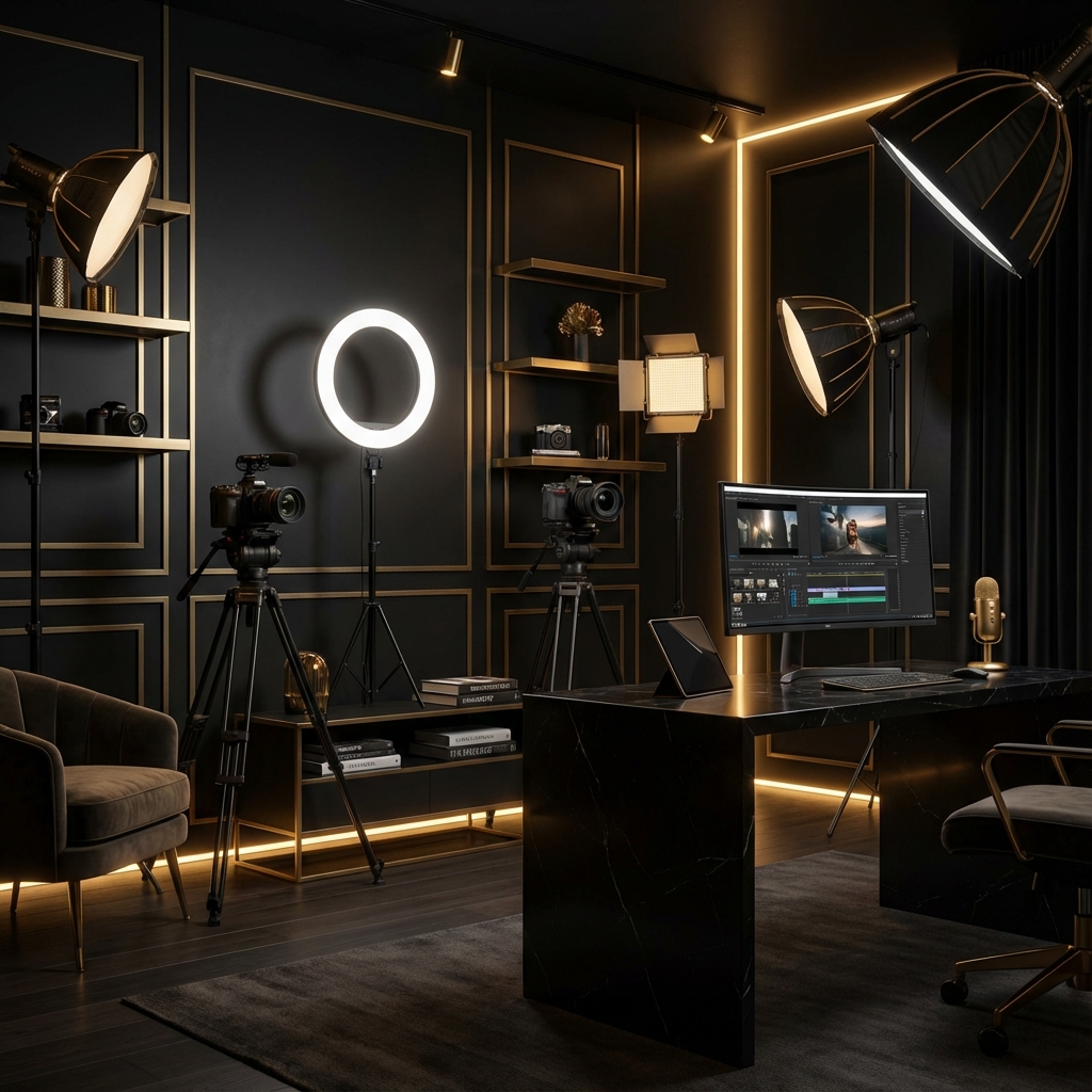 Premium content creator studio environment