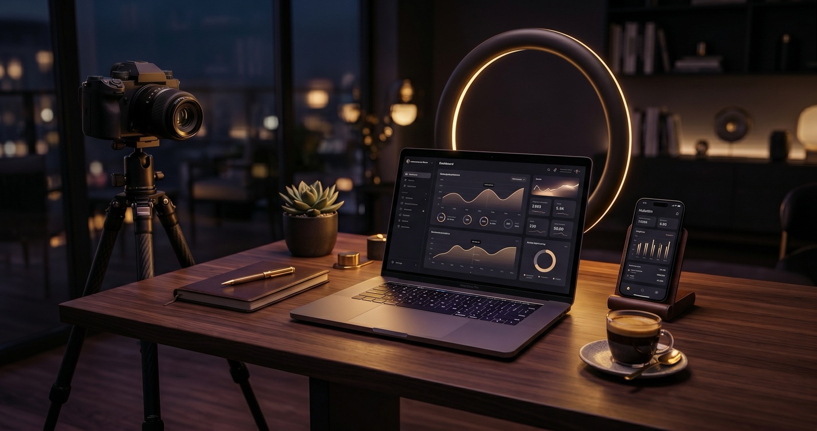 Abstract luxury illustration of a premium content creator — gold and silver tones, subscription-platform theme